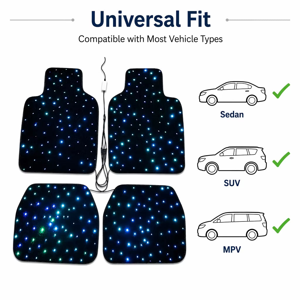 Car Stars Polyester Luxury Waterproof Fiber Optic LED Star Light Rugs Twinkle Starlight Mats APP Remote Control 4Pcs/Set