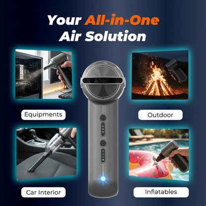 Compressed Air Duster 130000RPM 3-In-1 Mini Vacuum, Turbo Jet Blower Pump, Super Power Electric Air Duster Fast Rechargeable, Turbo Jet Dust Blower for Computer Keyboard, Car Cleaning & Outdoor