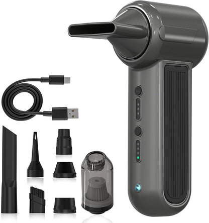 Compressed Air Duster 130000RPM 3-In-1 Mini Vacuum, Turbo Jet Blower Pump, Super Power Electric Air Duster Fast Rechargeable, Turbo Jet Dust Blower for Computer Keyboard, Car Cleaning & Outdoor