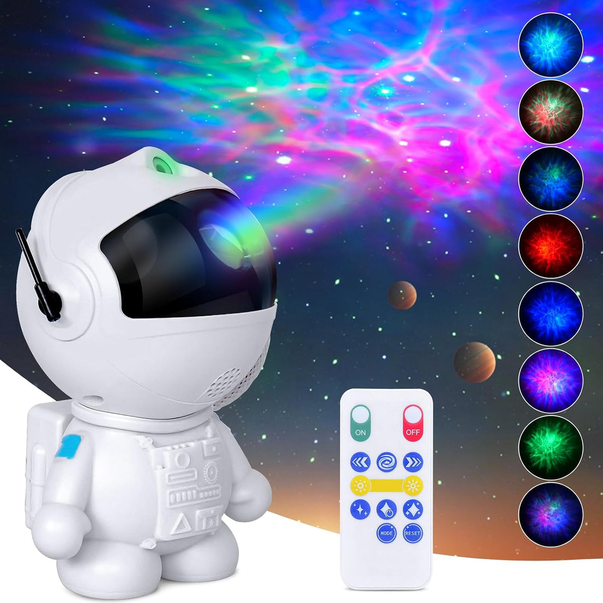 Astronaut Galaxy Star Projector Night Light with 8 Nebula Effects & Remote