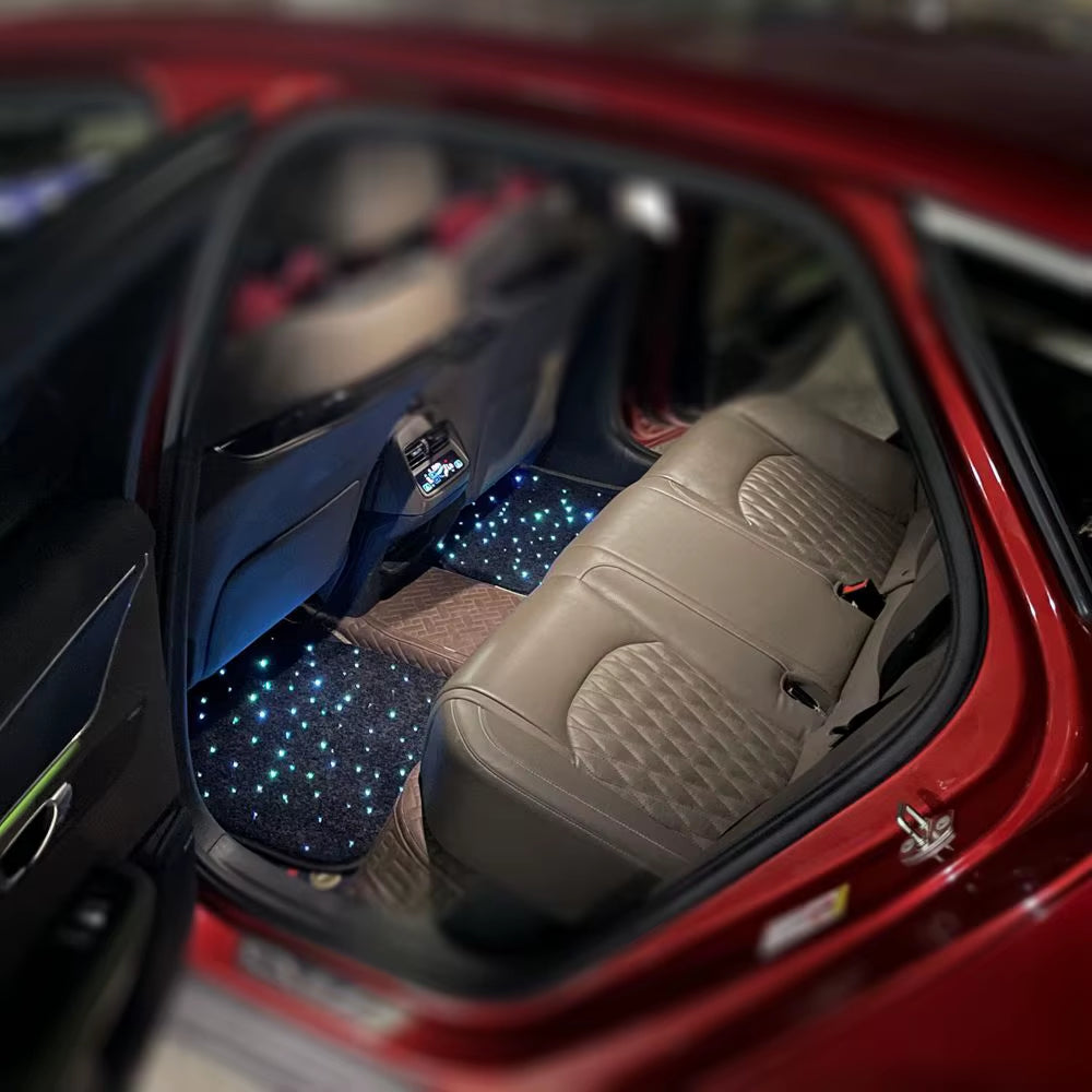 Car Stars Polyester Luxury Waterproof Fiber Optic LED Star Light Rugs Twinkle Starlight Mats APP Remote Control 4Pcs/Set