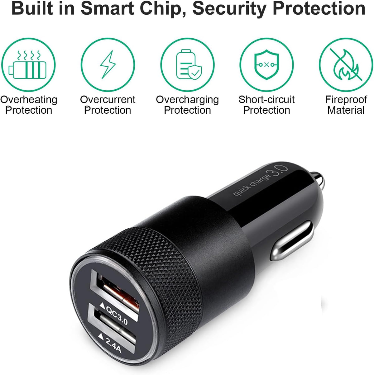 Fast Car Charger, Quick Charging 5.4A/30W Phone USB Adapter Rapid Plug